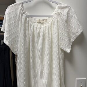 LOFT Cream Textured Blouse
